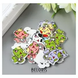 Набор пуговиц декоративных дерево "Милый котёнок" набор 15 шт 2х2,1 см