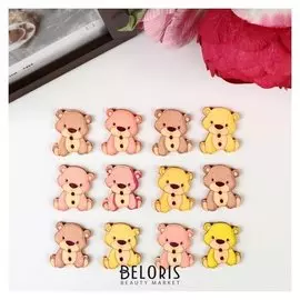 Набор пуговиц декоративных дерево "Милый медвежонок" набор 12 шт 2,7х2,2 см