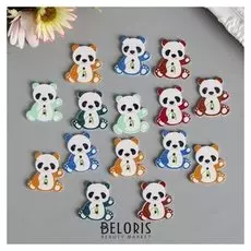 Набор пуговиц декоративных дерево "Панда с бамбуком" набор 15 шт 2,7х2,5 см