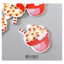 Набор пуговиц декоративных дерево "Пирожное" набор 10 шт 3,2х2,7 см