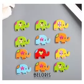 Набор пуговиц декоративных дерево "Слоники" (набор 12 шт) 3х2,6 см