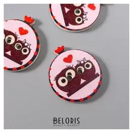 Набор пуговиц декоративных дерево "Совята на веточке" набор 10 шт 2,3х1,9 см