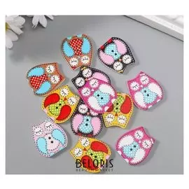 Набор пуговиц декоративных дерево "Спящая сова" (Набор 12 шт) 2,3х2,5 см