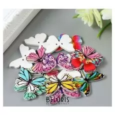 Набор пуговиц декоративных дерево "Яркие бабочки" набор 15 шт 1,9х2,5 см