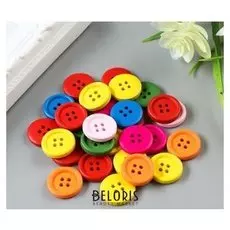 Набор пуговиц декоративных дерево "Яркие круглые" (Набор 30 шт) 1,8х1,8 см