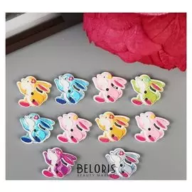 Набор пуговиц декоративных дерево "Зайчата" набор 10 шт 2х2,3 см