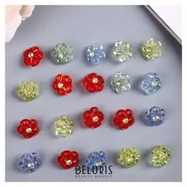 Набор пуговиц декоративных пластик "Цветочек со стразой" набор 20 шт 1,3х1,3 см