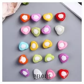 Набор пуговиц декоративных пластик "Сердце с розой" (набор 20 шт) 1,5х1,5 см