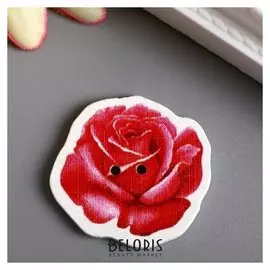 Набор пуговиц для творчества дерево "Алая роза" набор 14 шт 2,8х2,6 см