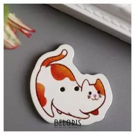 Набор пуговиц для творчества дерево "Белый кот с рыжими пятнами" набор 15 шт 2,6х2,6 см