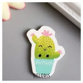 Набор пуговиц для творчества дерево "Цветущий кактус" набор 14 шт 3х2,3 см