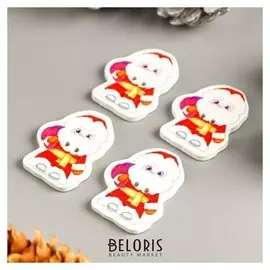 Набор пуговиц для творчества дерево "Дедушка мороз с мешком" набор 15 шт 3,3х2,6 см