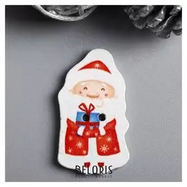 Набор пуговиц для творчества дерево "Дедушка мороз с подарком" набор 15 шт 3,3х1,9 см