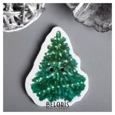 Набор пуговиц для творчества дерево "Ёлочка с гирляндой" набор 15 шт 3,4х2,6 см