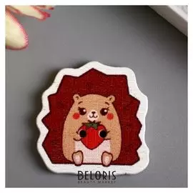 Набор пуговиц для творчества дерево "Ёжик с клубничкой" набор 15 шт 2,5х2,5 см