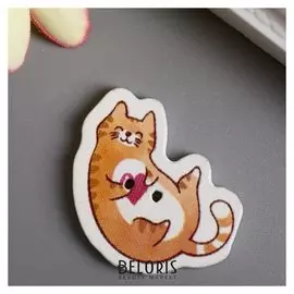 Набор пуговиц для творчества дерево "Котик с сердечком" набор 15 шт 2,6х2,7 см