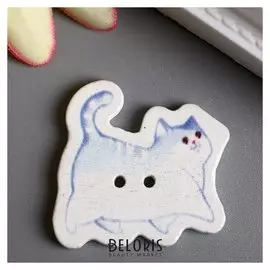 Набор пуговиц для творчества дерево "Котик - важная походка" набор 15 шт 2,5х2,7 см