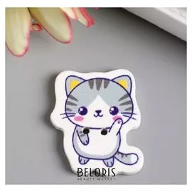 Набор пуговиц для творчества дерево "Котёночек - привет!" набор 15 шт 2,7х2,3 см