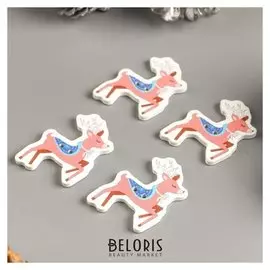 Набор пуговиц для творчества дерево "Олень с накидкой" набор 15 шт 3,4х2,6 см