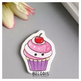 Набор пуговиц для творчества дерево "Пирожное с вишенкой" набор 15 шт 2,9х2,2 см