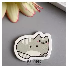 Набор пуговиц для творчества дерево "Полосатый кот" набор 15 шт 2х2,5 см