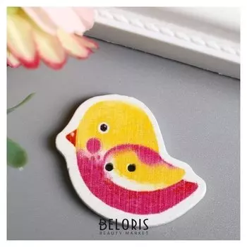 Набор пуговиц для творчества дерево "Птенчик краснопёрый" набор 15 шт 2,6х2,9 см