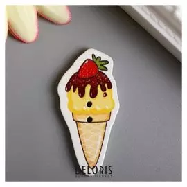 Набор пуговиц для творчества дерево "Рожок с клубникой" набор 15 шт 3,6х1,7 см