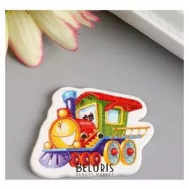 Набор пуговиц для творчества дерево "Улыбающийся паровозик" набор 15 шт 3,3х2,5 см