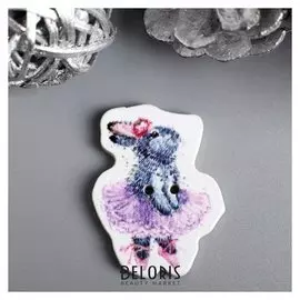 Набор пуговиц для творчества дерево "Зайка-балерина" набор 15 шт 3х2,3 см