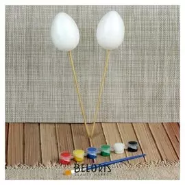 Набор яиц на палочке под раскраску 2 шт, размер 1 шт 6*8 см, краски 6 шт по 3 мл