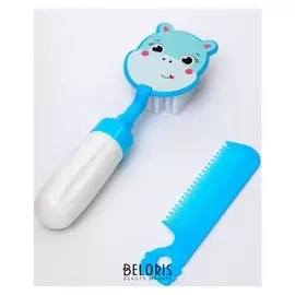 Набор расчёсок "Бегемотик", 2 предмета: расчёска с зубчиками + щётка