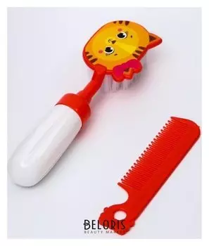 Набор расчёсок "Мяу", 2 предмета: расчёска с зубчиками + щётка