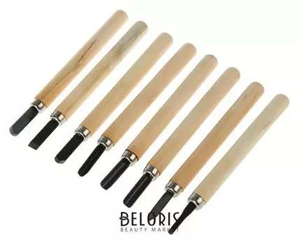 Набор резцов по дереву Lom, деревянная рукоятка, 8 шт.