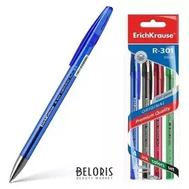 Набор ручек гелевых 4 цвета R-301 ORIGINAL Gel, узел 0.5 мм, чернила: синие, чёрные, красные, зелёные, длина линии письма 600 метров, европодвес