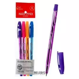 Набор ручек шариковых 4 штуки микс, стержень синий