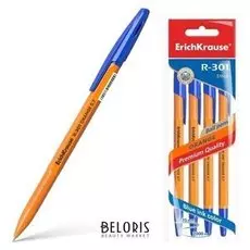 Набор ручек шариковых 4 штуки R-301 orange, узел 0.7 мм, чернила синие