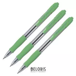 Набор ручек шариковых автоматических Pilot Super Grip, узел 0.7 мм, синие чернила на масляной основе, резиновый упор, 3 штуки