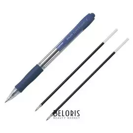 Набор ручка шариковая автомат Pilot Super Grip, синяя, 0.7мм + 2 смен. стержня