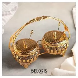 Набор сахарниц на подставке с ложками, 25×11,5×17,5 см, 2 шт