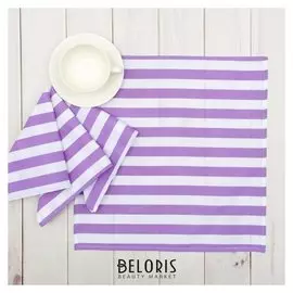 Набор салфеток "Этель" сиреневая полоска 40х40см - 4 шт, рогожка,160 гр/м2