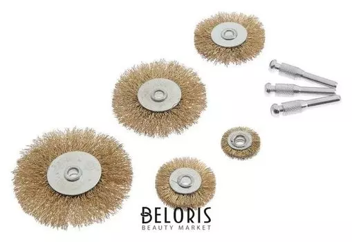 Набор щеток металлических для дрели ON 20-02-500, со шпильками, плоские, 25/38/50/63/75 мм