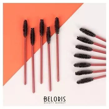 Набор щёточек для ресниц, 10 см, 12 шт, цвет бордовый