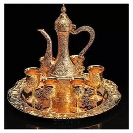 Набор сервировочный "Роскошь. золото", 8 предметов: кувшин 250 мл, 6 рюмок 20 мл, поднос
