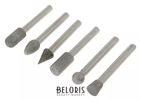 Набор шарошек FIT 36482, усиленная сталь с алмазным напылением, штифт 6 мм, 6 шт.