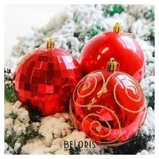 Набор шаров пластик D-10 см, 4 шт "Чары" красный