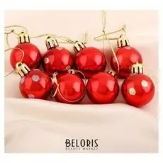 Набор шаров пластик D-3 см, 8 шт "Самарина" красный