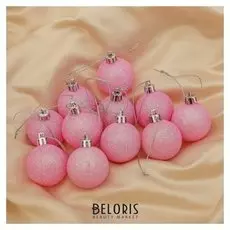 Набор шаров пластик D-4 см, 12 шт "Перелив" розовый