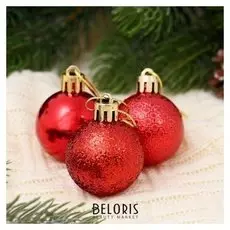 Набор шаров пластик D-4 см, 12 шт "Анданте" красный