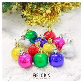 Набор шаров пластик D-4 см, 12 шт "Глянец"