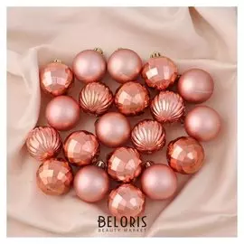 Набор шаров пластик D-4 см, 20 шт "Диско" золото